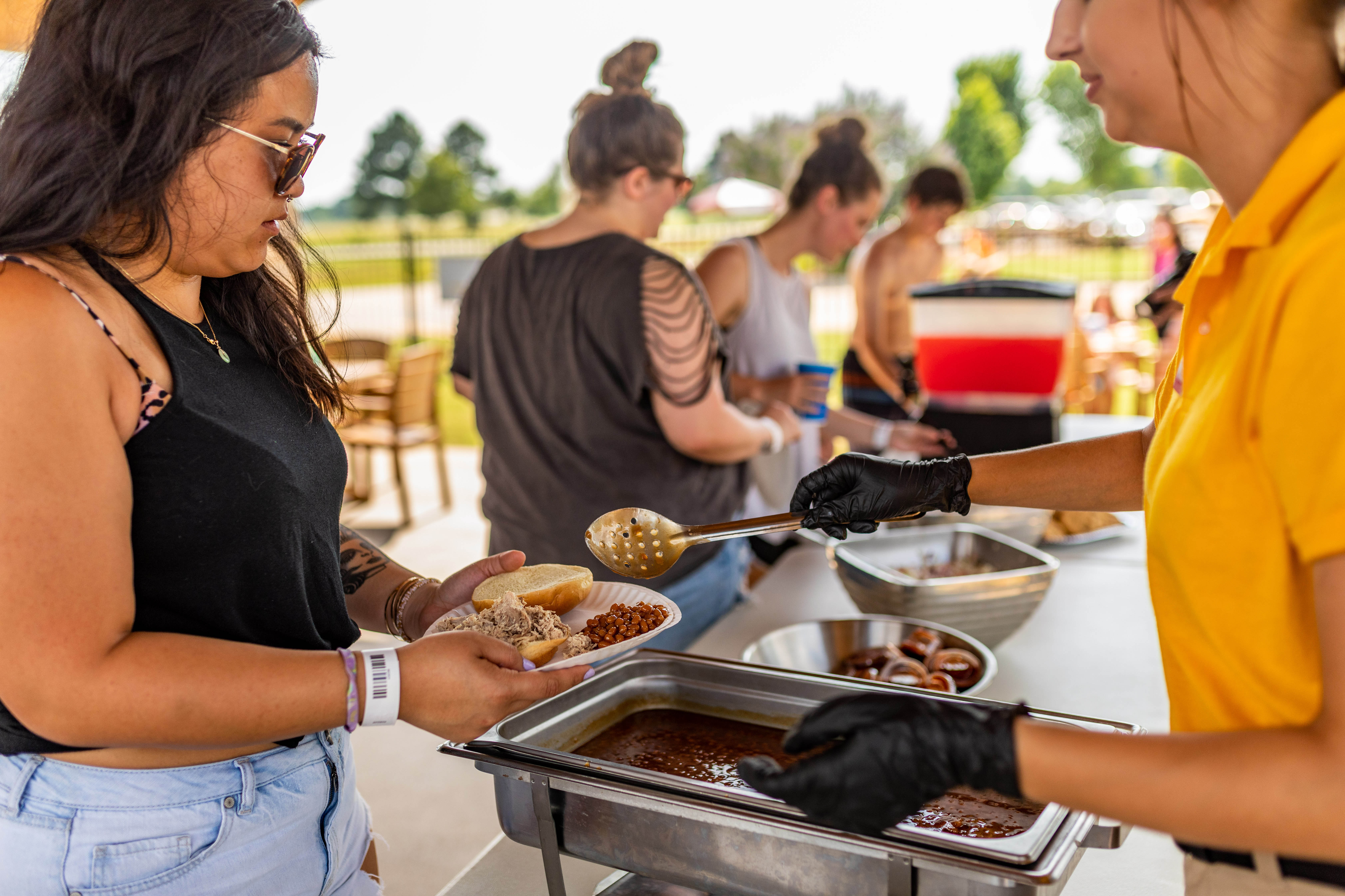 Catering line serving food